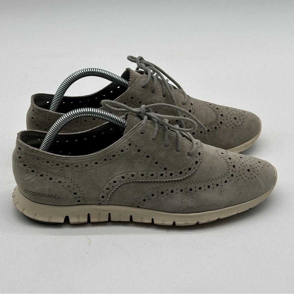 Womens Cole Haan Zero Grand Suede Gray‎ Lace Up Oxford Shoes Size 10.5 B